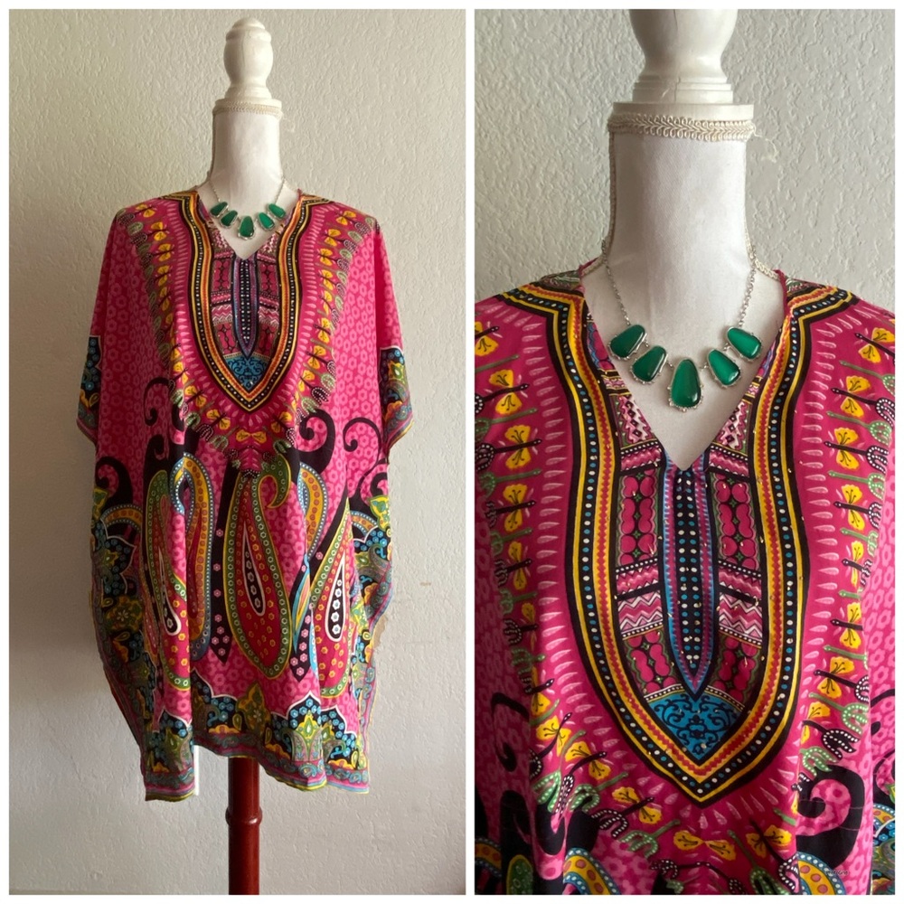 Vibrant Pink Dashiki Women's Top